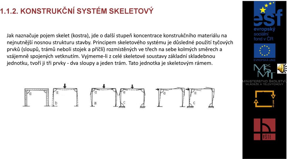 nejnutnější nosnou strukturu stavby.