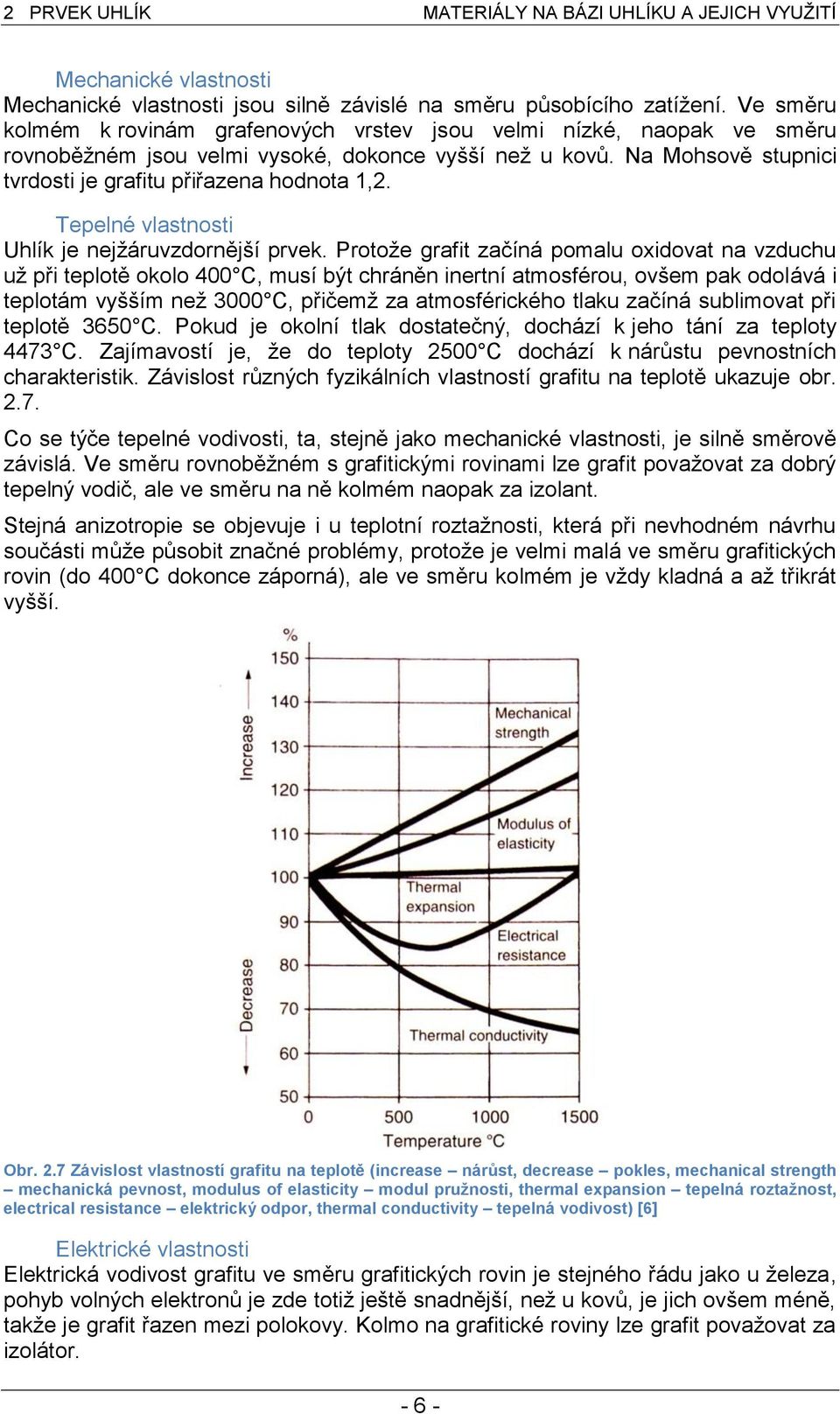 Tepelné vlastnosti Uhlík je nejžáruvzdornější prvek.
