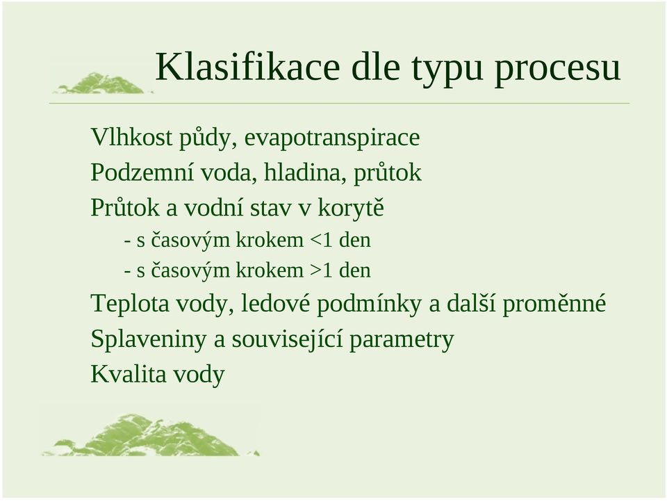 časovým krokem <1 den - s časovým krokem >1 den Teplota vody,