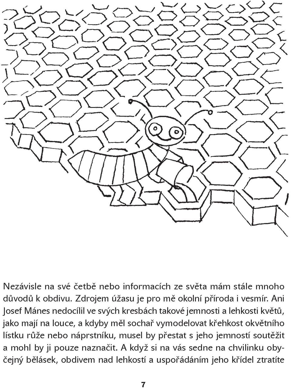 Ani Josef Mánes nedocílil ve svých kresbách takové jemnosti a lehkosti květů, jako mají na louce, a kdyby měl sochař