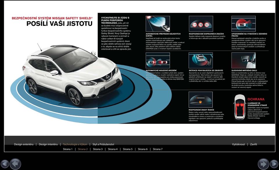 Nový Qashqai je vybaven kamerami a snímači a nabízí celkem 8 různých bezpečnostních systémů, které se jako dobře sehraný tým starají o to, abyste se na silnici dobře orientovali a cítili se opravdu