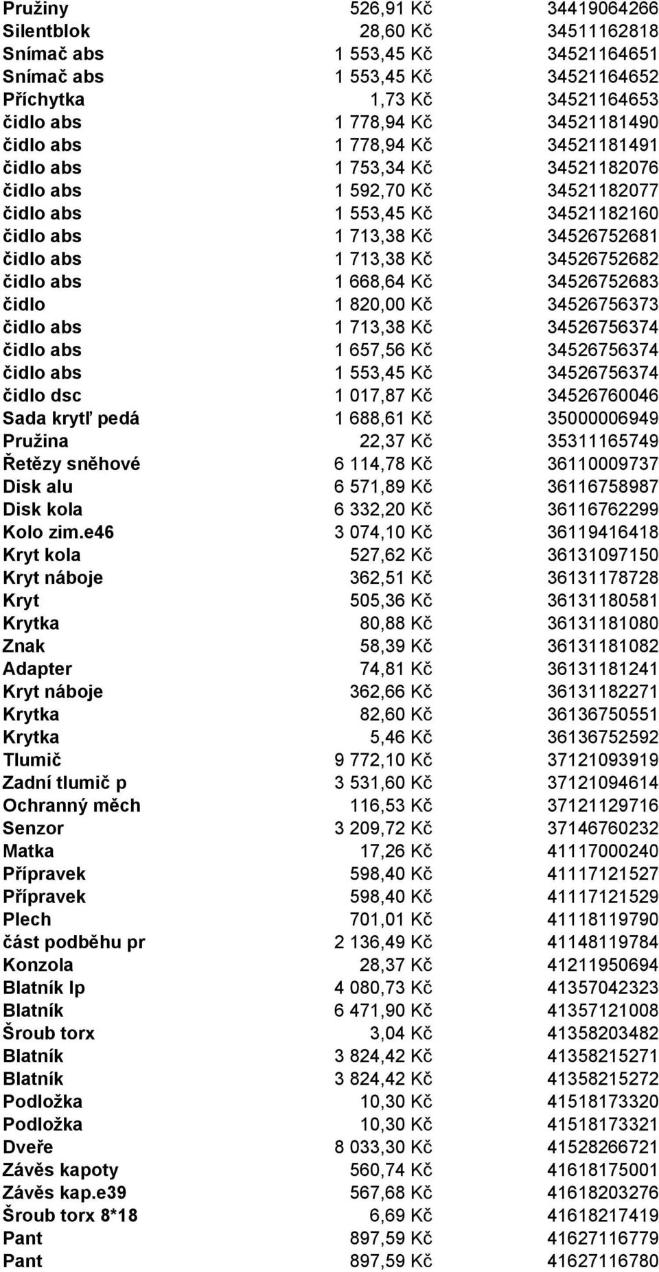 34526752682 čidlo abs 1 668,64 Kč 34526752683 čidlo 1 820,00 Kč 34526756373 čidlo abs 1 713,38 Kč 34526756374 čidlo abs 1 657,56 Kč 34526756374 čidlo abs 1 553,45 Kč 34526756374 čidlo dsc 1 017,87 Kč