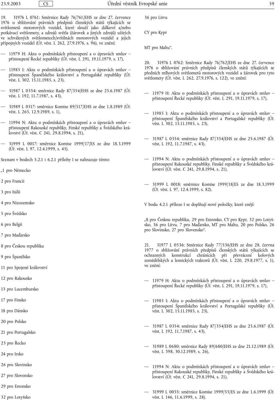 zdrojů) užitých ve schválených světlometech/svítilnách motorových vozidel a jejich přípojných vozidel (Úř. věst. L 262, 27.9.1976, s.