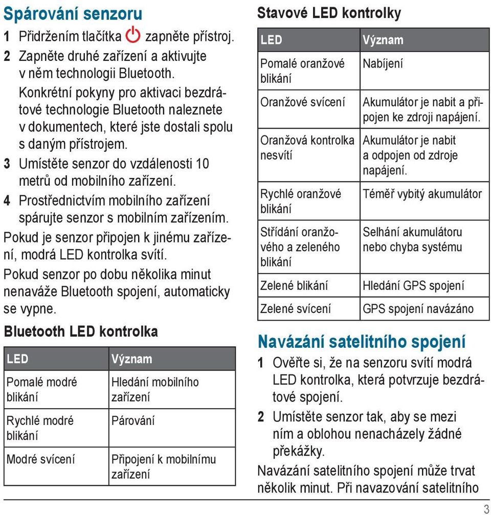 4 Prostřednictvím mobilního zařízení spárujte senzor s mobilním zařízením. Pokud je senzor připojen k jinému zařízení, modrá LED kontrolka svítí.