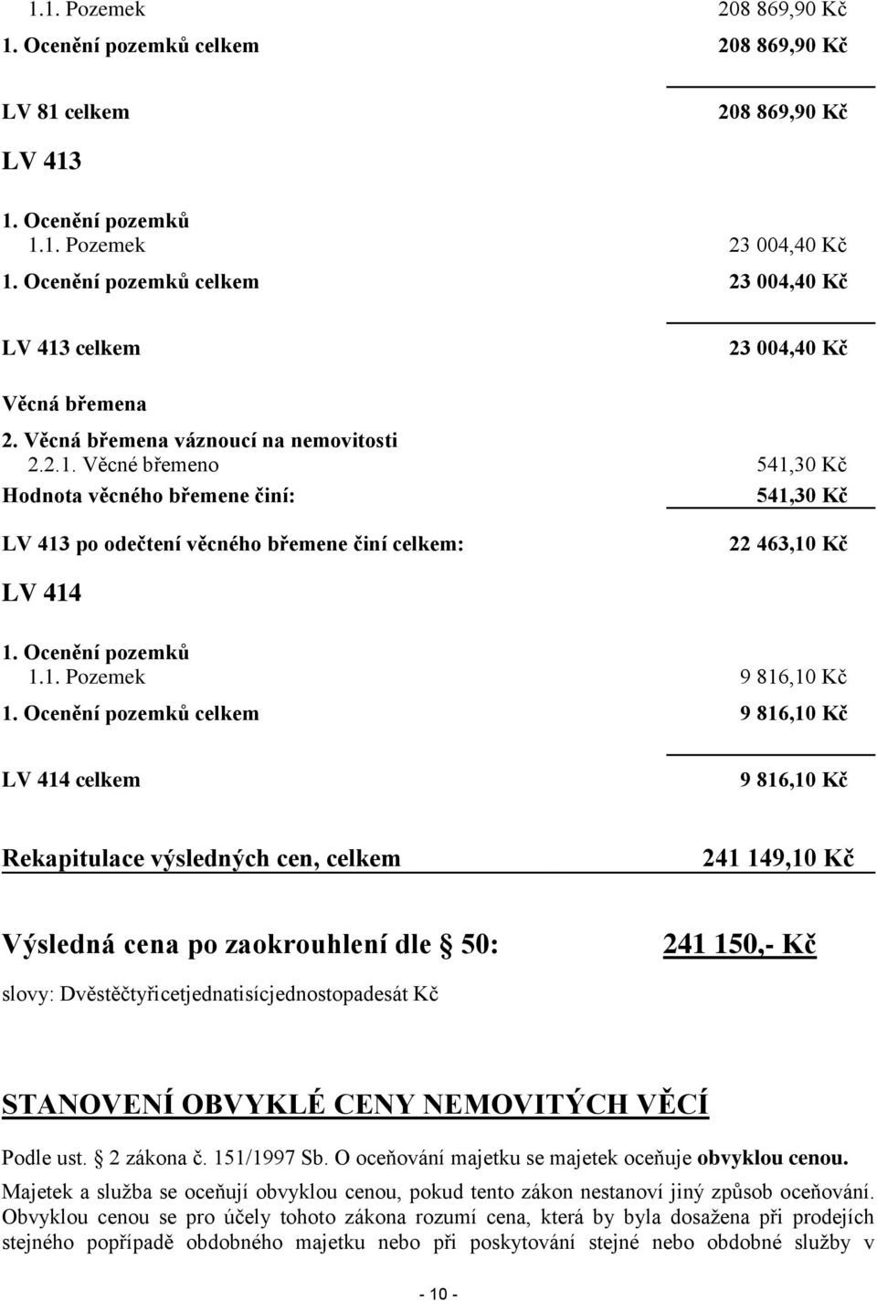 Ocenění pozemků 1.1. Pozemek 9 816,10 Kč 1.