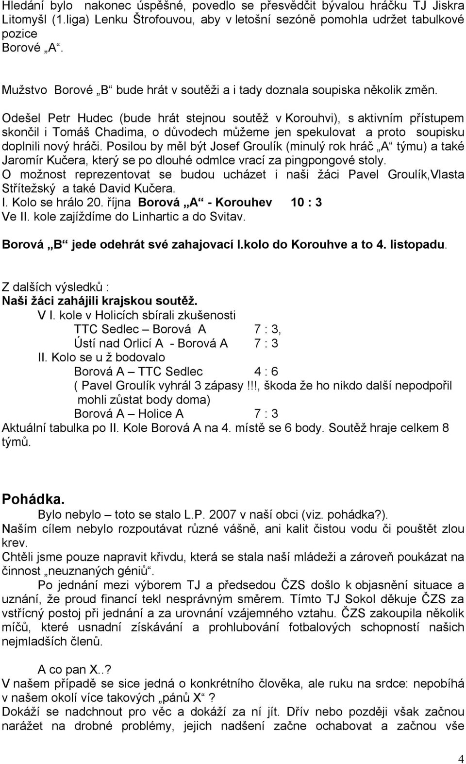 Odešel Petr Hudec (bude hrát stejnou soutěž v Korouhvi), s aktivním přístupem skončil i Tomáš Chadima, o důvodech můžeme jen spekulovat a proto soupisku doplnili nový hráči.