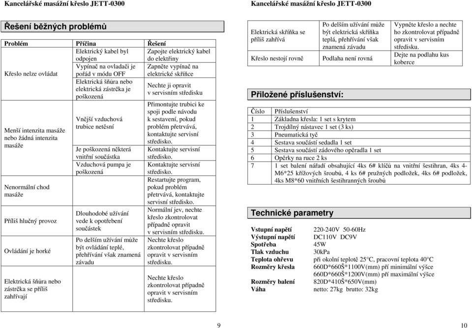 Kancelářské masážní křeslo JETT PDF Stažení zdarma