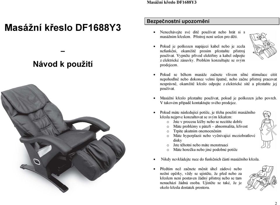 Masážní křeslo DF1688Y3 - PDF Stažení zdarma