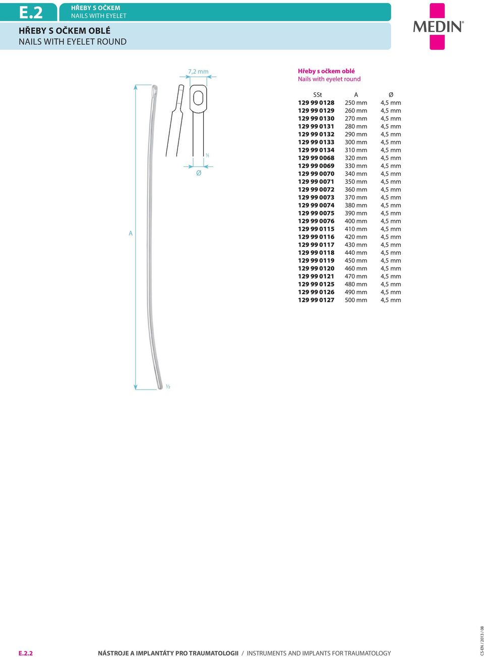 mm 129 99 0071 350 mm 4,5 mm 129 99 0072 360 mm 4,5 mm 129 99 0073 370 mm 4,5 mm 129 99 0074 380 mm 4,5 mm 129 99 0075 390 mm 4,5 mm 129 99 0076 400 mm 4,5 mm 129 99 0115 410 mm 4,5 mm 129 99 0116