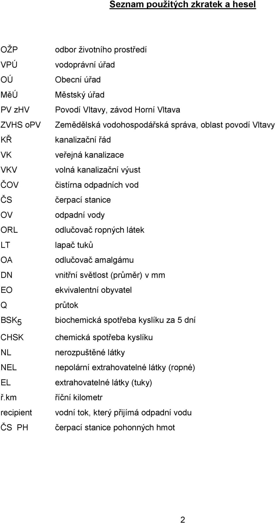 řád veřejná kanalizace volná kanalizační výust čistírna odpadních vod čerpací stanice odpadní vody odlučovač ropných látek lapač tuků odlučovač amalgámu vnitřní světlost (průměr) v mm