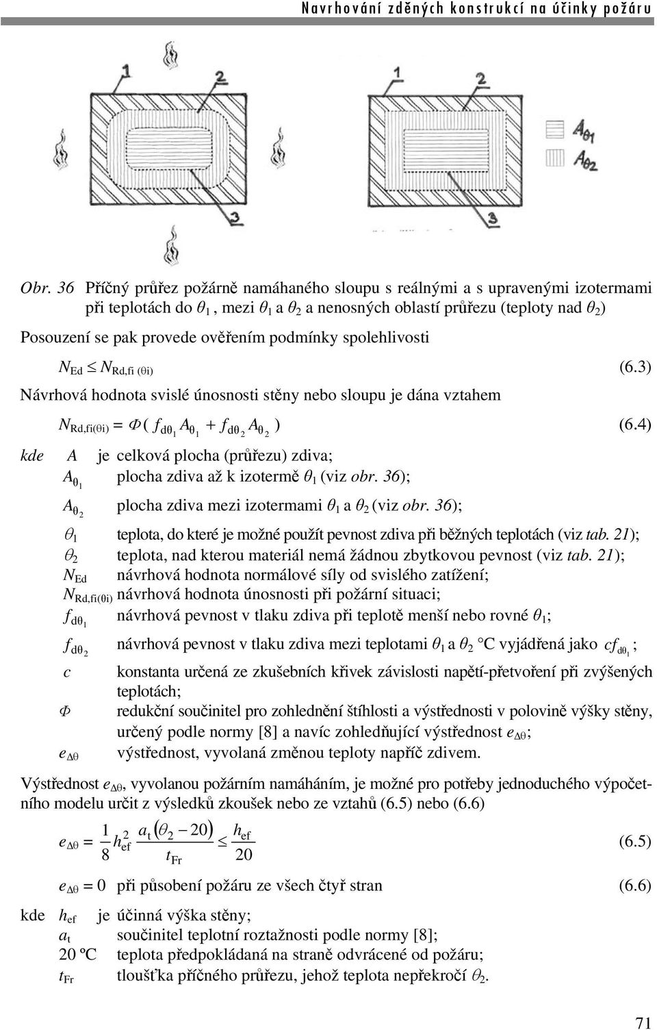 4) kde A je celková plocha (průřezu) zdiva; A θ 1 plocha zdiva až k izotermě θ 1 (viz obr. 36); A θ 2 plocha zdiva mezi izotermami θ 1 a θ 2 (viz obr.