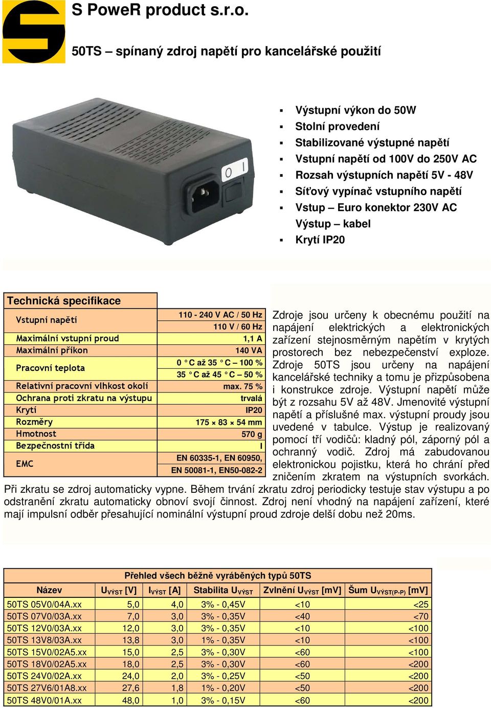 110 V / 60 Hz 1,1 A 140 VA Pracovní teplota 0 C až 35 C 100 % 35 C až 45 C 50 % Relativní pracovní vlhkost okolí max.