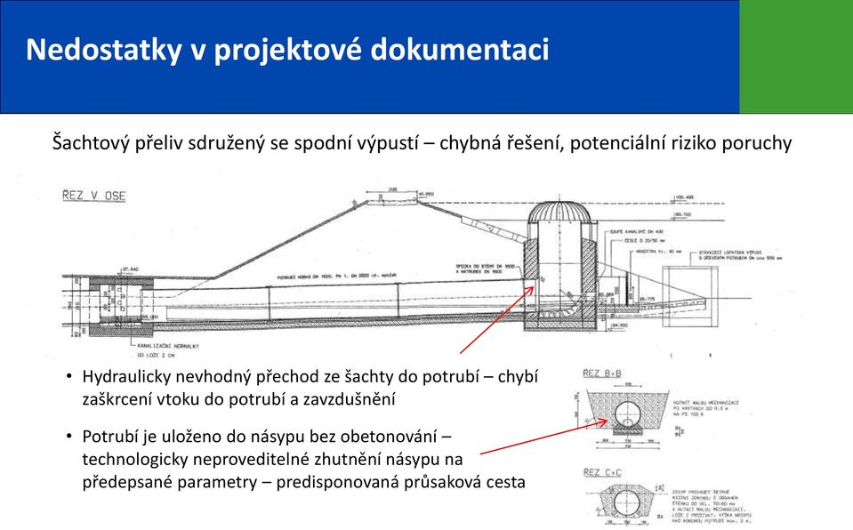 zaškrcení vtoku do potrubí a zavzdušnění Potrubí je uloženo do násypu bez obetonování