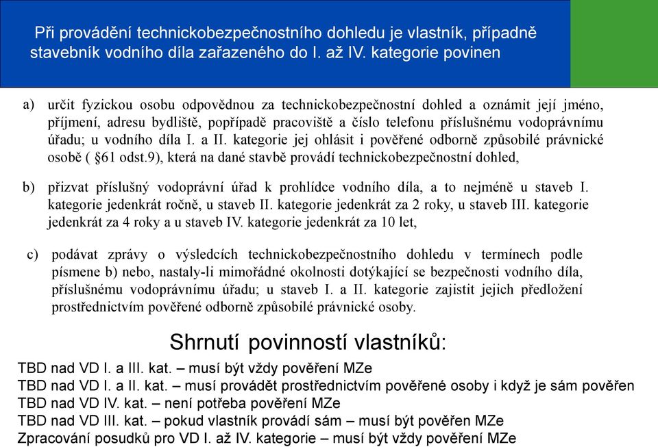 úřadu; u vodního díla I. a II. kategorie jej ohlásit i pověřené odborně způsobilé právnické osobě ( 61 odst.