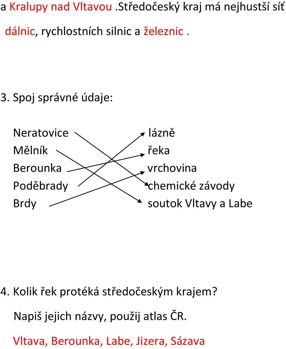 Spoj správ é údaje: Neratovi e Měl ík Berounka Podě rady Brdy láz ě řeka