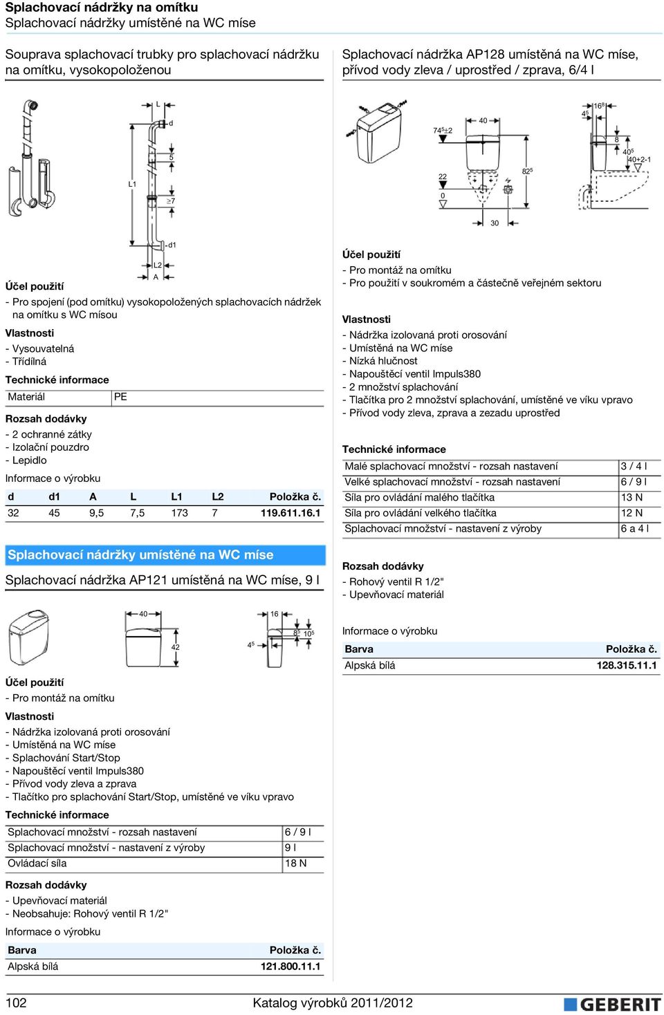 Materiál -2 ochranné zátky - Izolační pouzro -Lepilo PE L2 A 1 A L L1 L2 Položka č. 32 45 9,5 7,5 173 7 119.611.16.