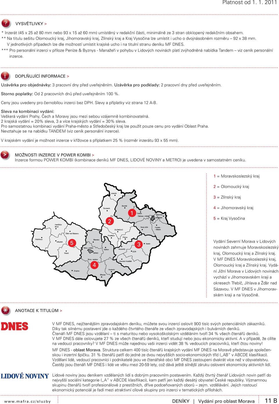 V jednotlivých případech lze dle možností umístit krajské ucho i na titulní stranu deníku MF DNES.