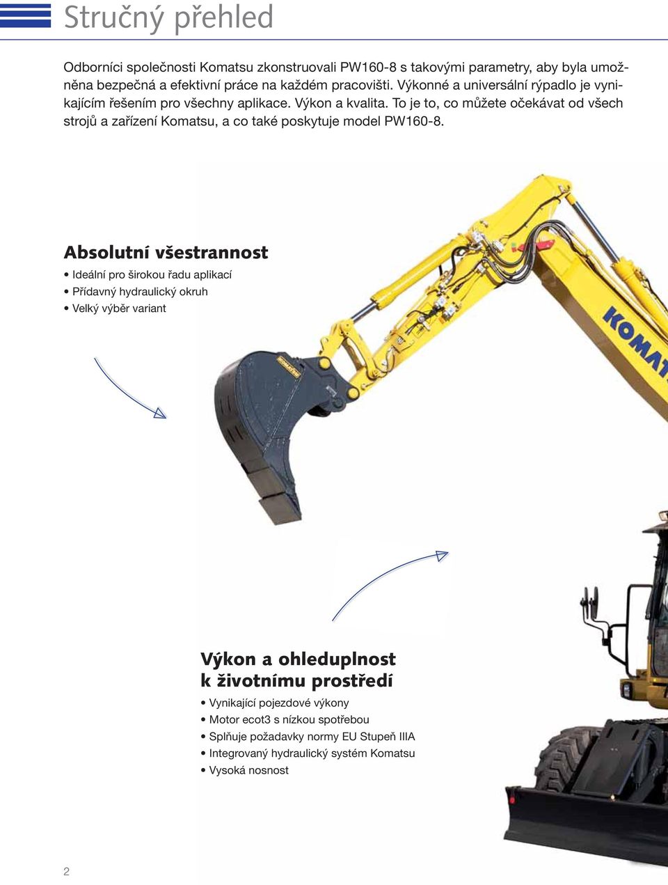 To je to, co můžete očekávat od všech strojů a zařízení Komatsu, a co také poskytuje model PW160-8.