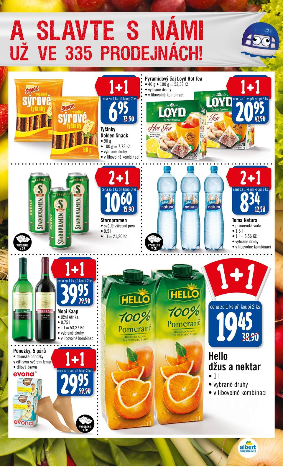 cena za ks 3 ks 060 834 5, 2,50 Toma Natura Staropramen světlé výčepní pivo 0,5 l l = 2,20 Kč pramenitá voda,5 l l = 5,56 Kč