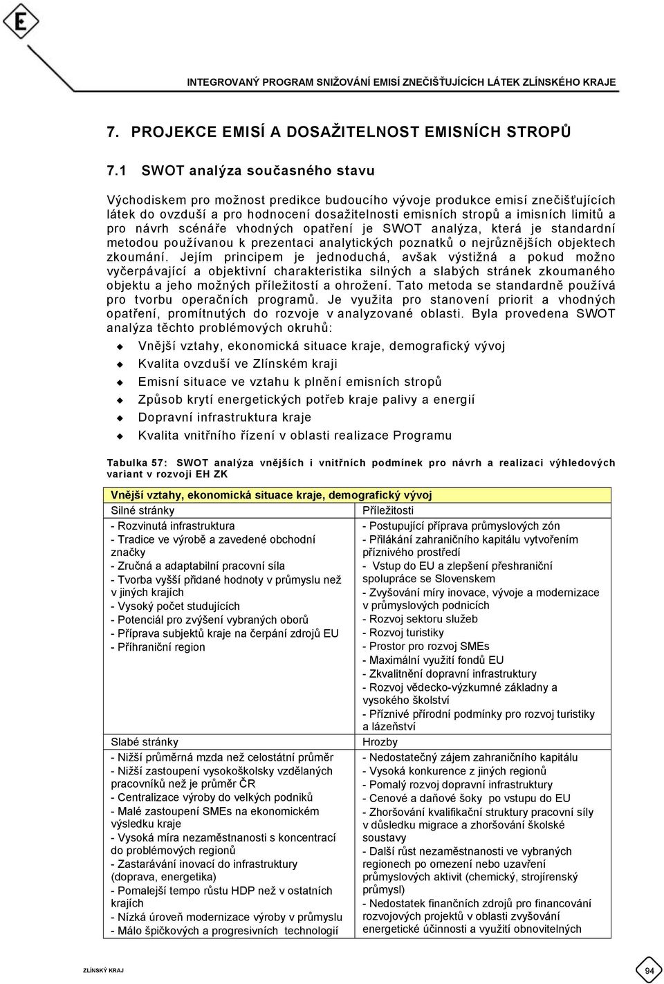 návrh scénáře vhodných opatření je SWOT analýza, která je standardní metodou používanou k prezentaci analytických poznatků o nejrůznějších objektech zkoumání.