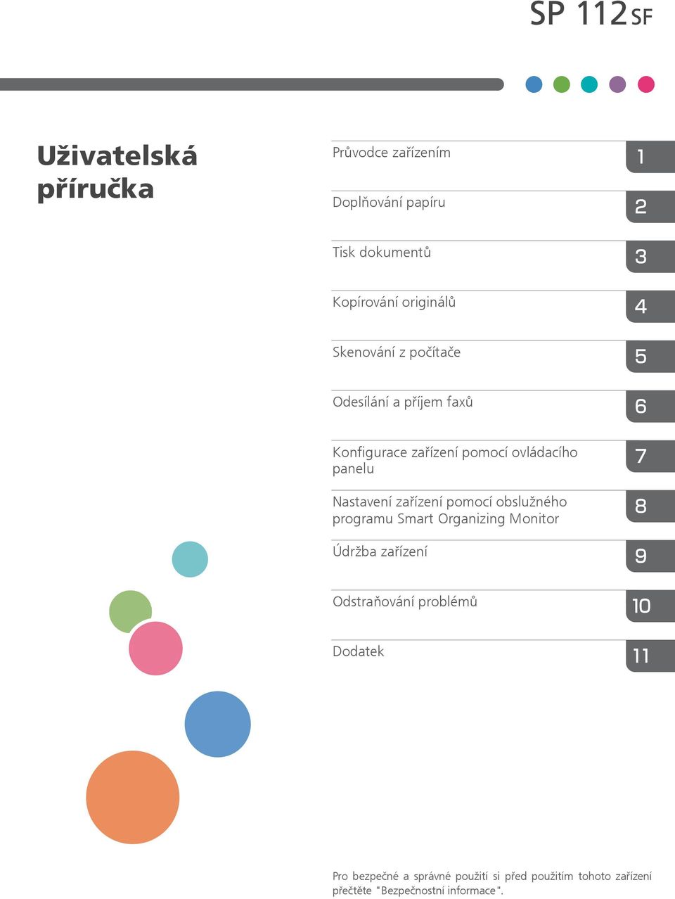 Nastavení zařízení pomocí obslužného programu Smart Organizing Monitor Údržba zařízení Odstraňování