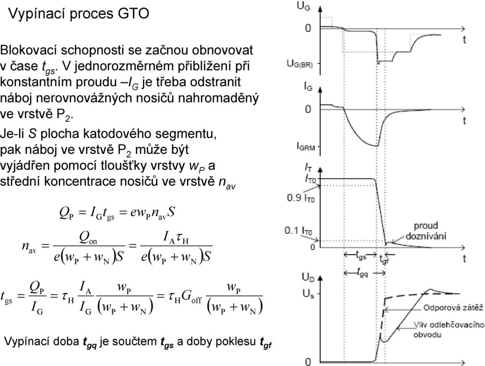 Je-li S plocha katodového segmentu, pak náboj ve vrstvě P může být vyjádřen pomocí tloušťky vrstvy w P a střední koncentrace nosičů