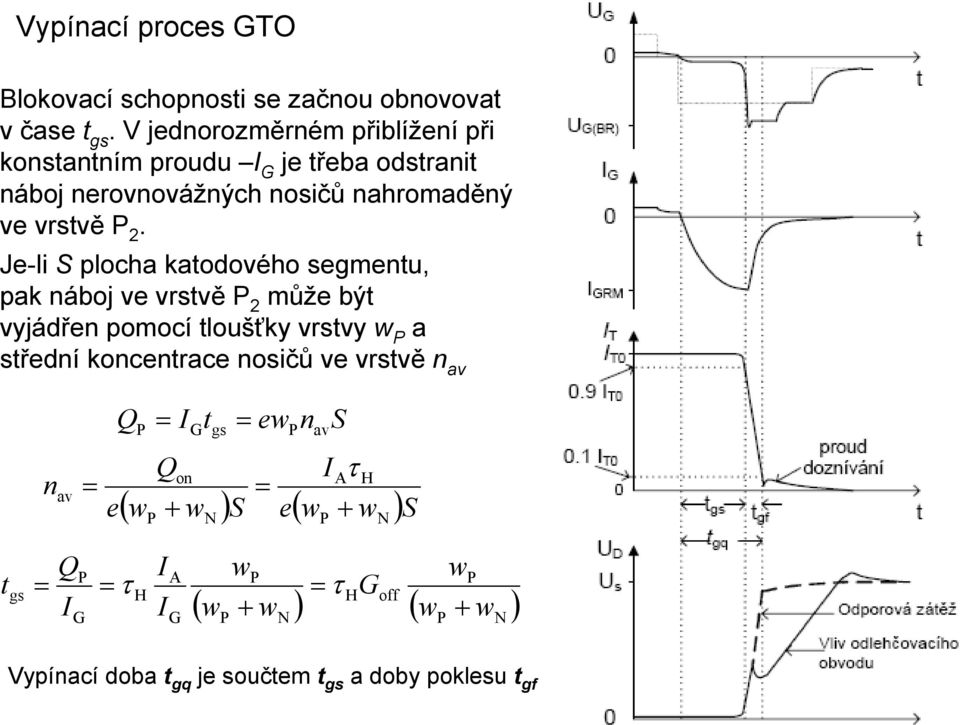 Je-li S plocha katodového segmentu, pak náboj ve vrstvě P může být vyjádřen pomocí tloušťky vrstvy w P a střední koncentrace nosičů