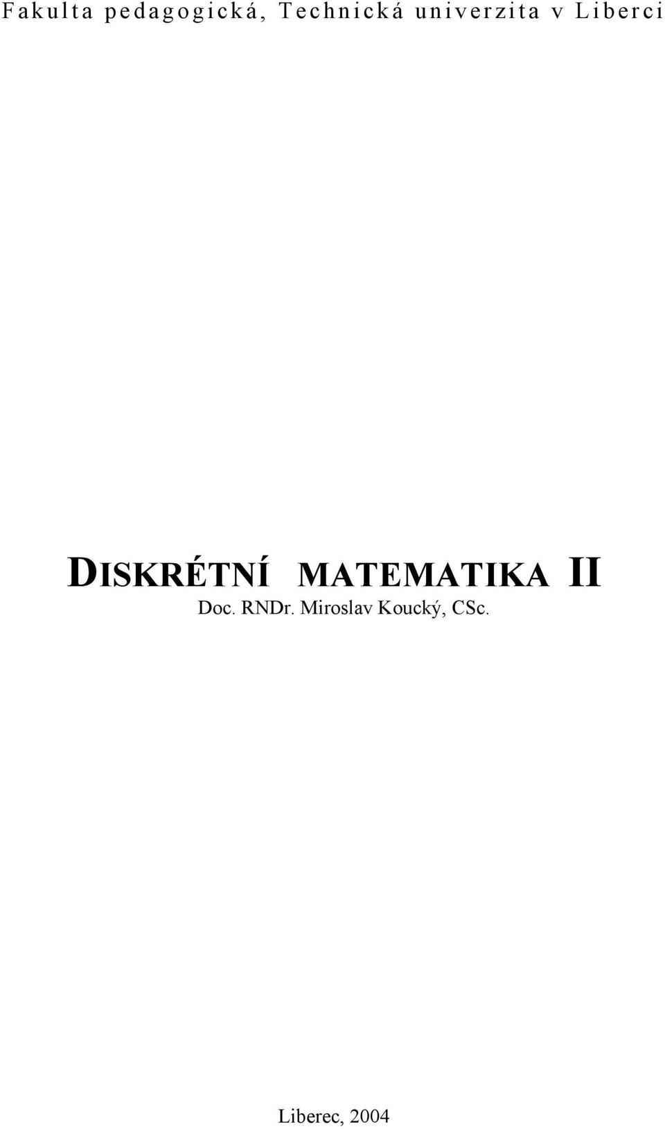 MATEMATIKA II Doc. RNDr.