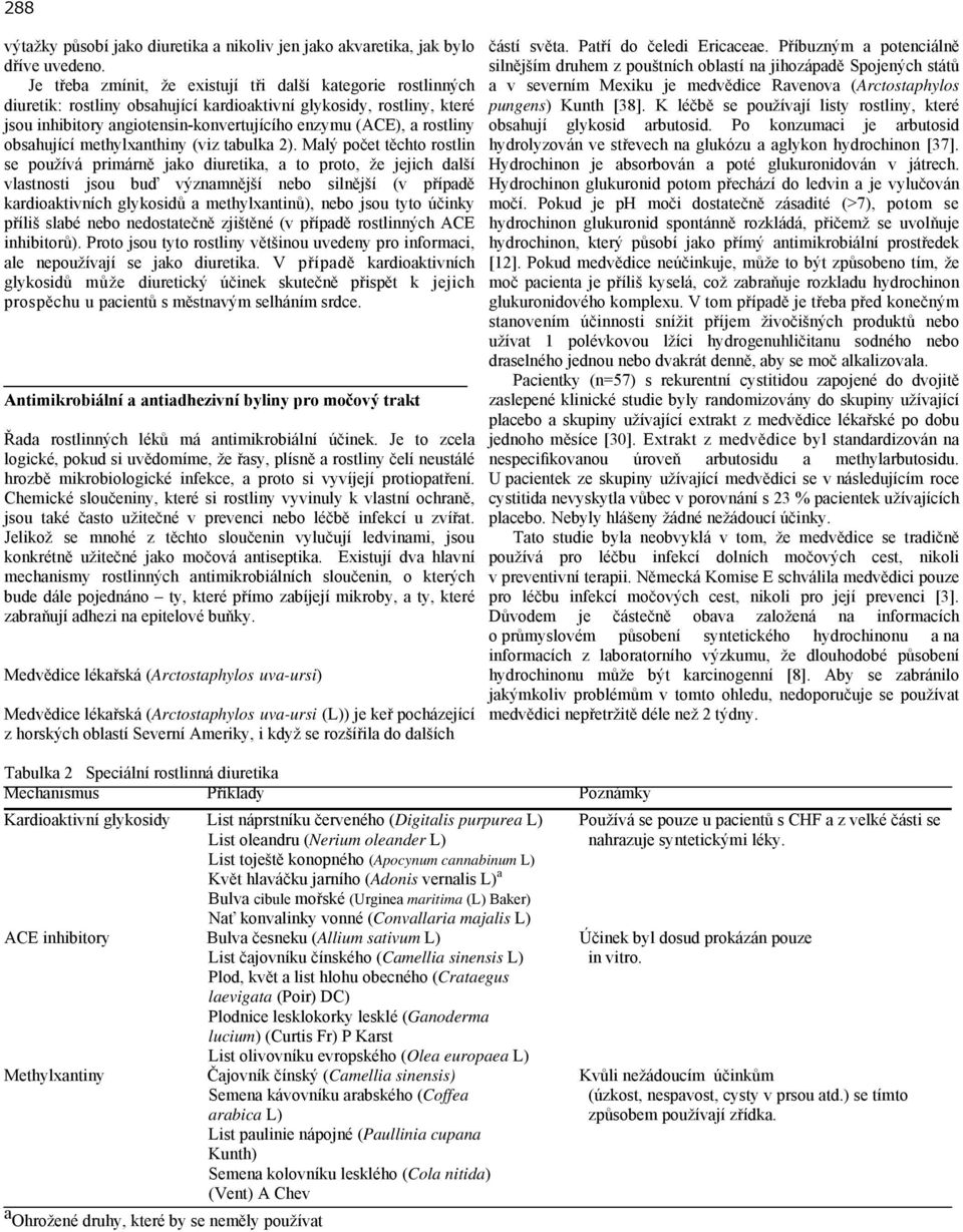 obsahující methylxanthiny (viz tabulka 2).