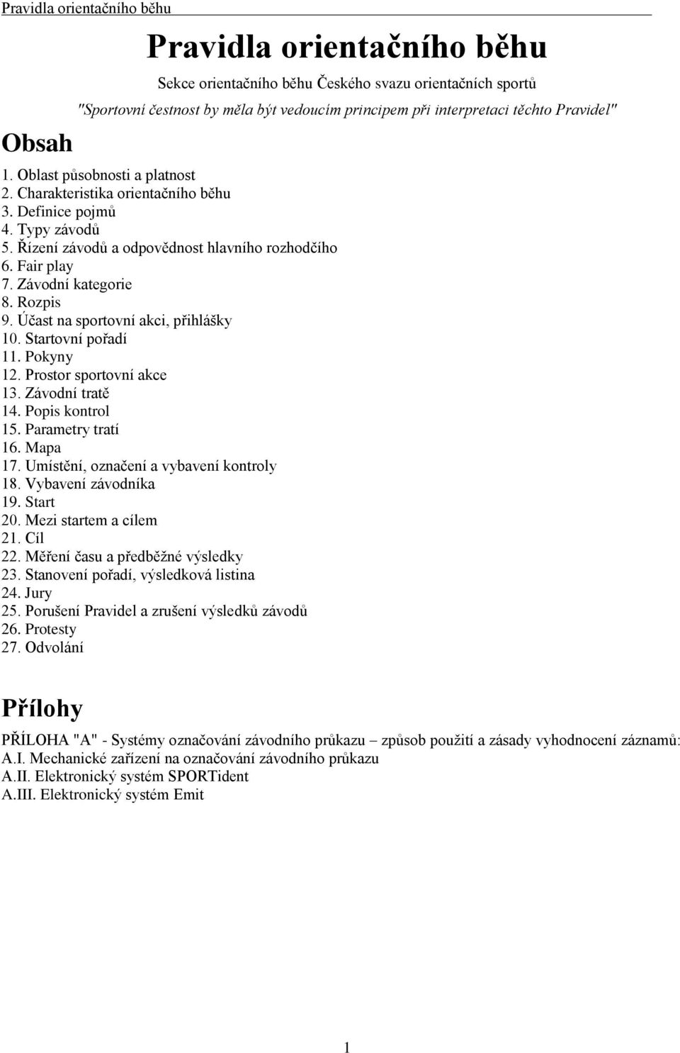 Účast na sportovní akci, přihlášky 10. Startovní pořadí 11. Pokyny 12. Prostor sportovní akce 13. Závodní tratě 14. Popis kontrol 15. Parametry tratí 16. Mapa 17.