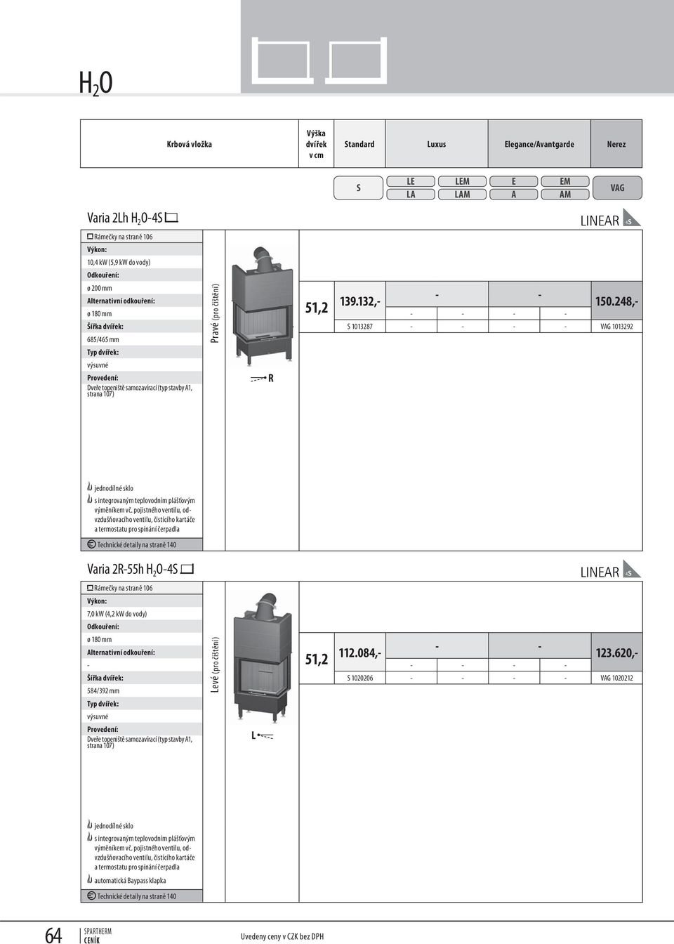 248, ø 180 mm Šířka : 1013287 VG 1013292 685/465 mm Dveře topeniště samozavírací (typ stavby 1, jednodílné sklo Technické detaily na straně