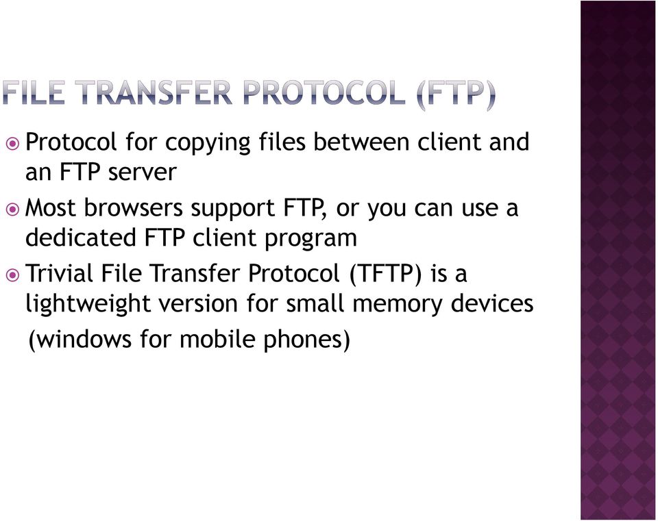 client program Trivial File Transfer Protocol (TFTP) is a