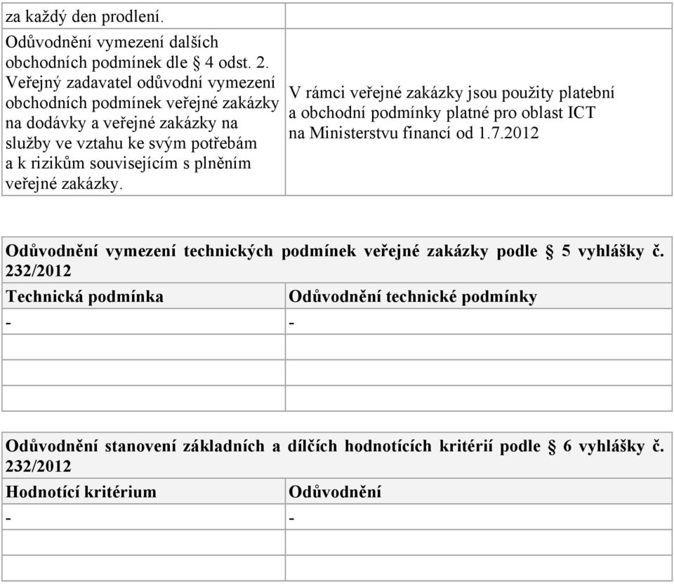 souvisejícím s plněním V rámci veřejné zakázky jsou použity platební a obchodní podmínky platné pro oblast ICT na Ministerstvu financí od 1.7.