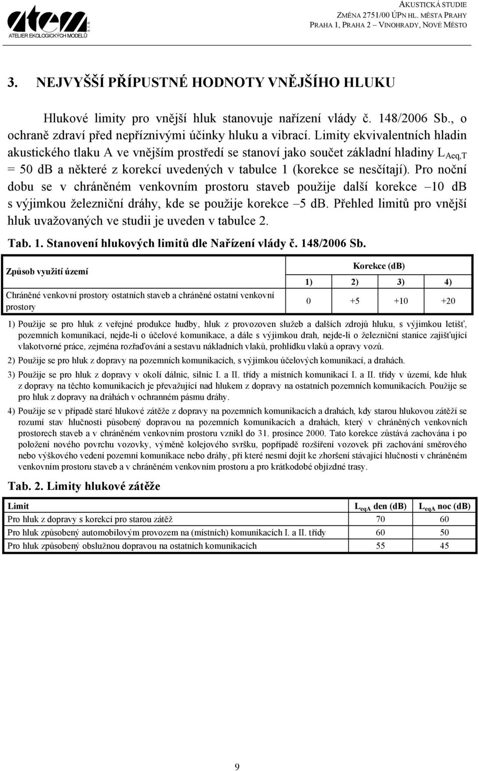 Pro noční dobu se v chráněném venkovním prostoru staveb použije další korekce 10 db s výjimkou železniční dráhy, kde se použije korekce 5 db.