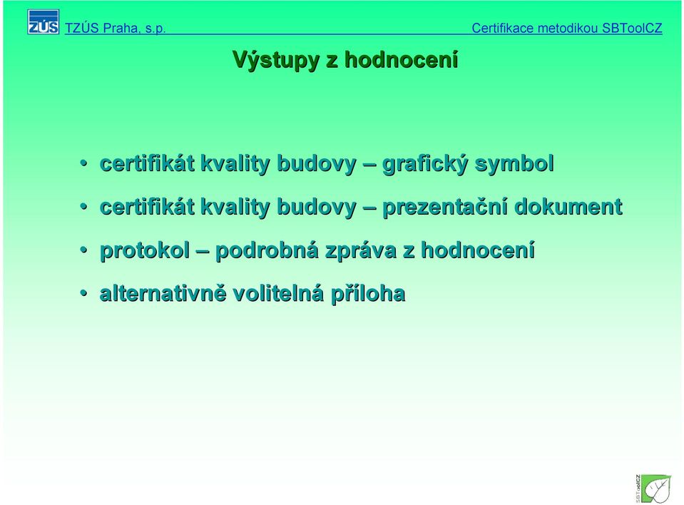 budovy prezentační dokument protokol