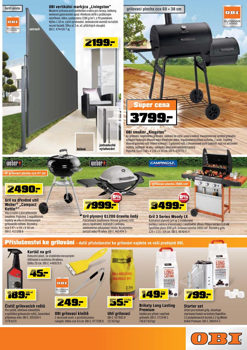 474439 7 aj. grilovací plocha cca 60 38 cm 99 3799 béžová jednoduché vytahování OBI smoker Kingston Ke grilování, nepřímému grilování, opékání na rožni, uzení a vaření.