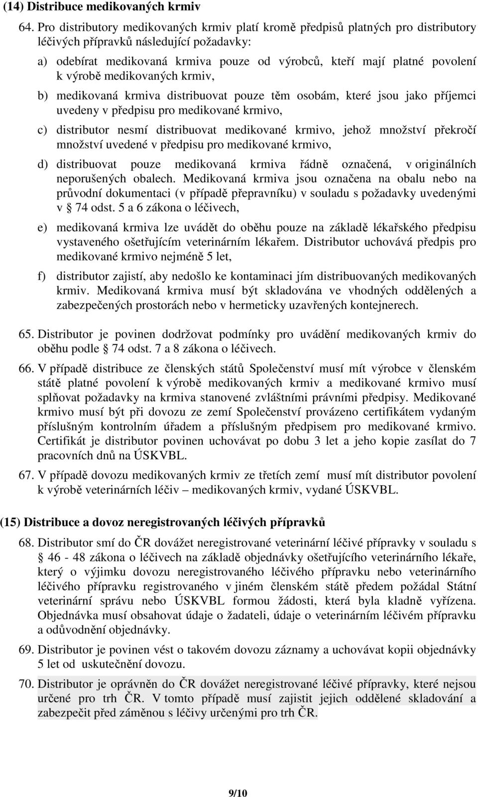 k výrobě medikovaných krmiv, b) medikovaná krmiva distribuovat pouze těm osobám, které jsou jako příjemci uvedeny v předpisu pro medikované krmivo, c) distributor nesmí distribuovat medikované