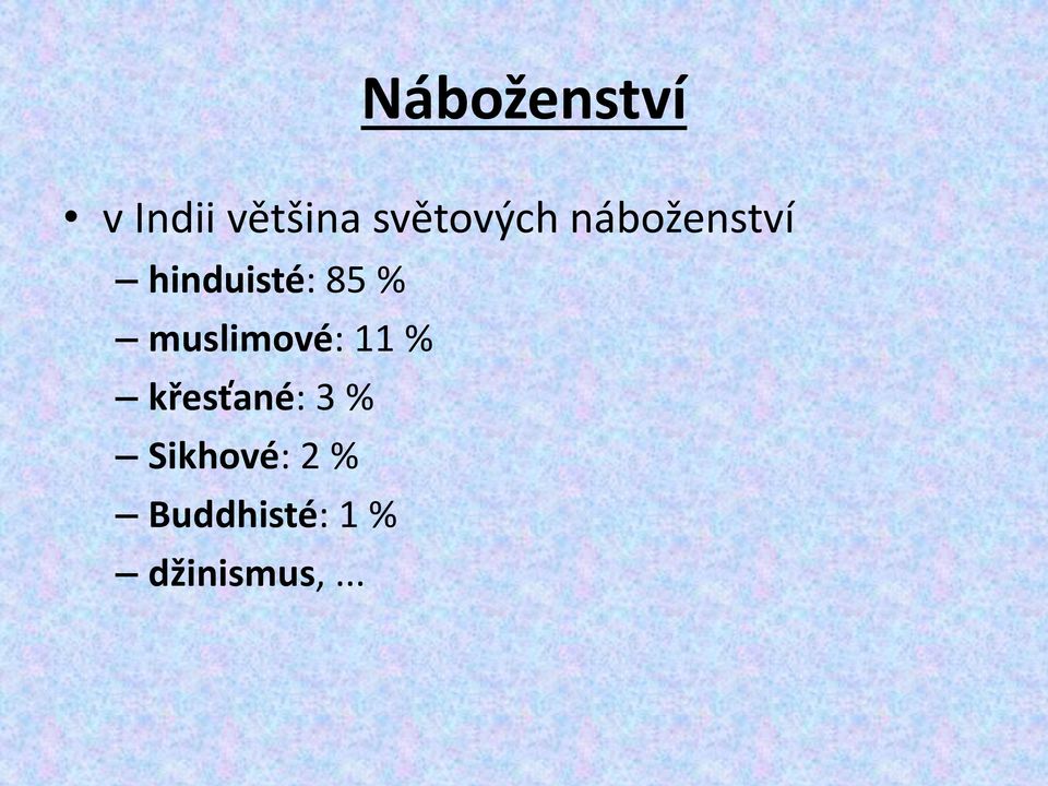 85 % muslimové: 11 % křesťané: 3 %