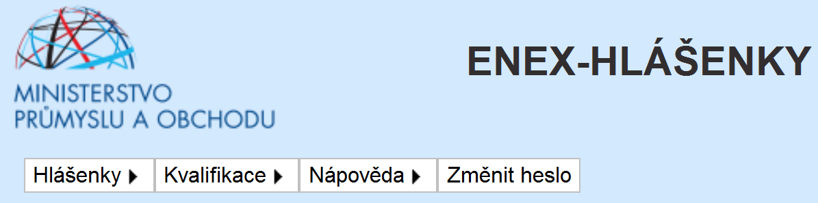 Hlášenky ENEX Data vybíraná ENEX