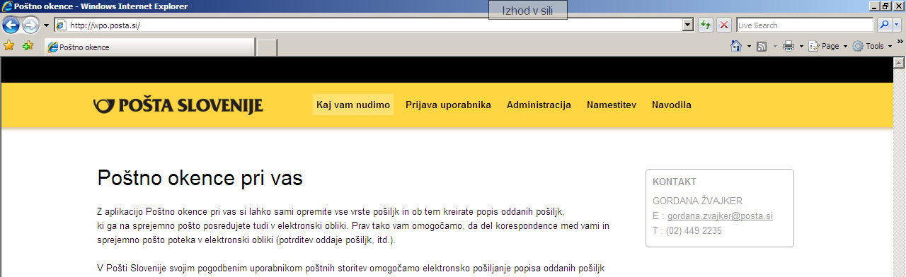 POŠTA SLOVENIJE d. o. o MARIBOR NAVODILA ZA DELO Z WEB APLIKACIJO POŠTNO  OKENCE PRI VAS - PDF Free Download