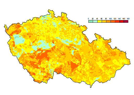 Radiometrická mapa České republiky.