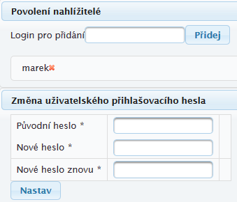 3. Nastavení účtu Přihlaště se a zvolte záložku Účet Povolte případného nahlížitele pomocí jeho