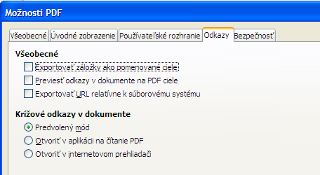 Karta Používateľské rozhranie v dialógovom okne Možnosti PDF Na karte Používateľské rozhranie môžeme zvoliť ďalšie nastavenia, ktoré ovplyvnia, ako PDF prehliadač dokument zobrazí.