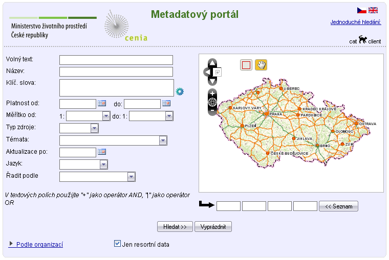 2.3 Metadatové portály vytvořený ve spolupráci s agenturou CENIA 4 [114] (obr. č. 2.1). Obrázek 2.