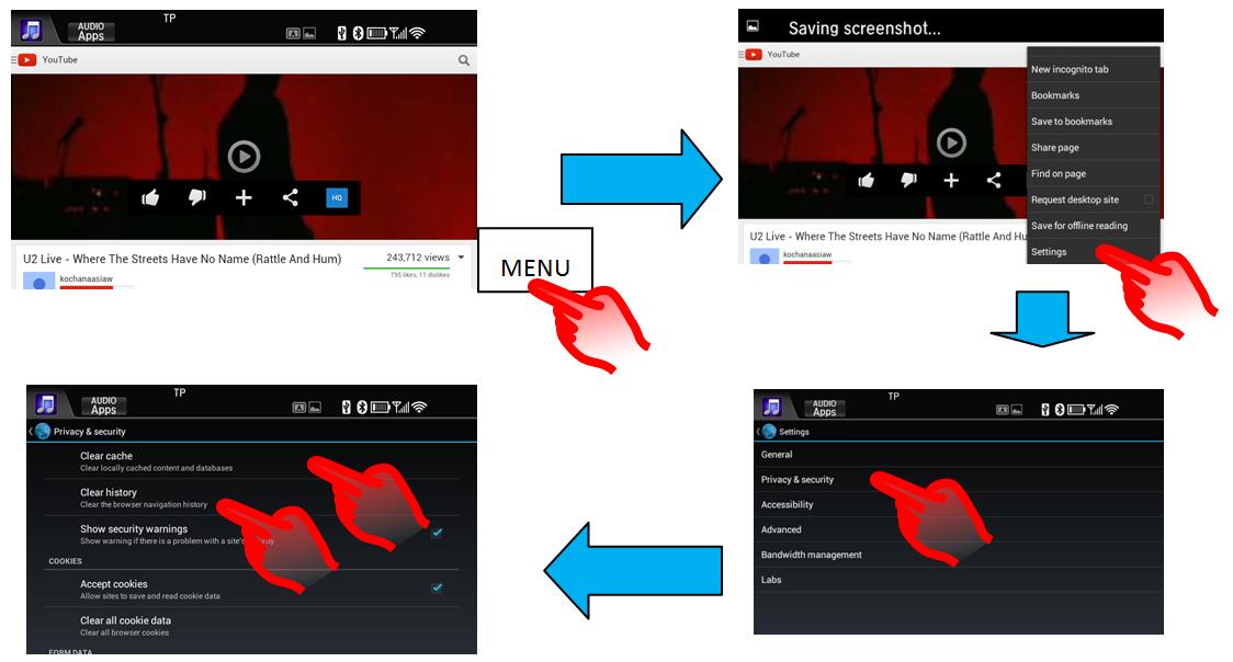 tlačítko NABÍDKA > Nastavení > Soukromí a bezpečnost, a