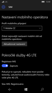 Zap./Vyp. VoLTE Vyberete Síť a bezdrátové připojení. Dále zvolíte Mobilní síť + SIM. 4.