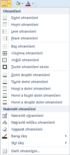 Nejprve klepněte na tlačítko Všechna ohraničení všechny vybrané buňky budou mít ohraničení.