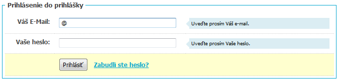 Postup registrácie a prihlásenia do elektronickej prihlášky Pre prihlásenie do elektronickej prihlášky je potrebné sa najskôr zaregistrovať. Stačí, ak na úvodnej stránke http://prihlaskavs.