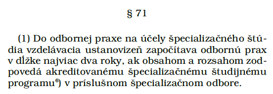 Dĺžka štúdia započítanie praxe Pôvodne