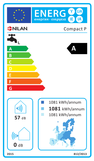 DATA ECODESIGN OHŘEV VODY Model: NILAN Compact (vnitřní část) Energetická třída Spotřeba podnebí studené Spotřeba podnebí teplé Spotřeba podnebí průměrné Účinnost podnebí studené 94% Účinnost